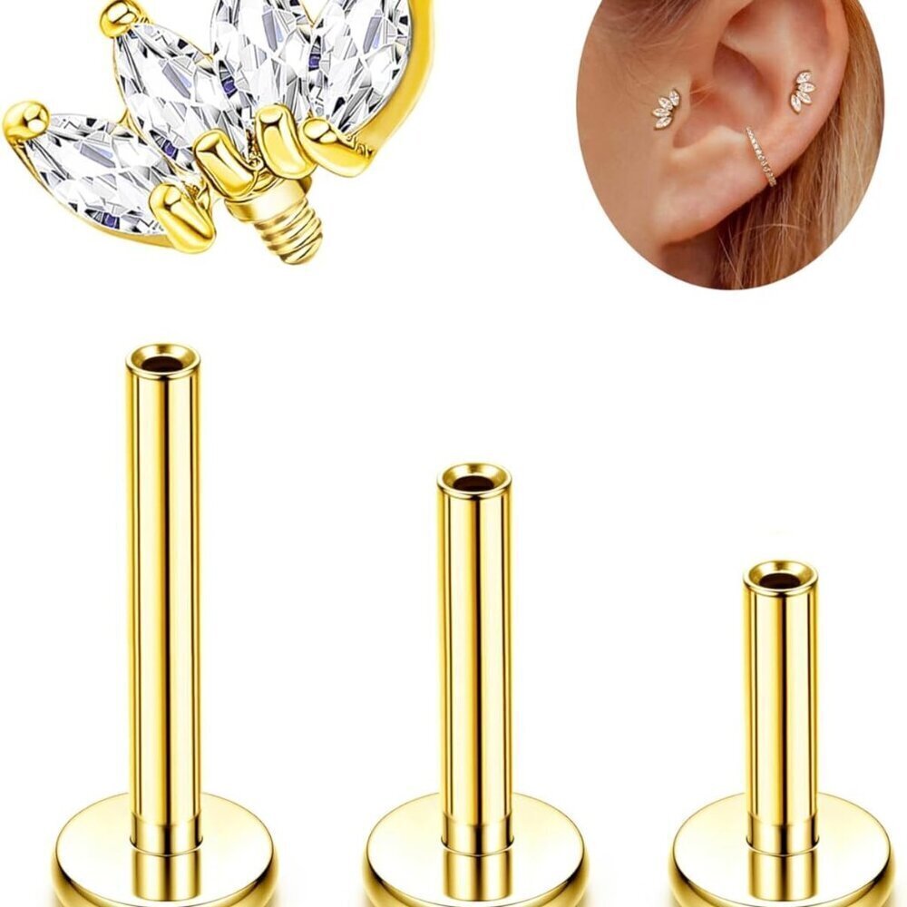 Luxurious Internally Threaded Titanium Jewelry - Dazzling Zirconia Options